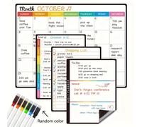 TEMU Set de Calendario Magnético Mensual de 14.56"X11.02", junto con Tableros Semanales y Diarios de 6.29"X8.66" para tu Refrigerador, con 6 Marcadores de Punta Extra y se Envía