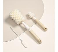 TEMU Set de cepillos de esponja para botellas, limpieza de tetinas y , cepillo para tetinas y limpiador de bordes de vasos.