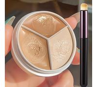 TEMU Set de Corrector y Brocha de Corrector con Tres - Resistente , Cobertura de Larga Duración para y Ojeras - Herramientas de Maquillaje de Belleza
