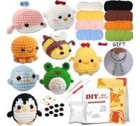 TEMU Set de Crochet para Principiantes con 8 piezas, Patrones de Animales, Ganchos, Lana y Video Instrucciones para un Aprendizaje Fácil