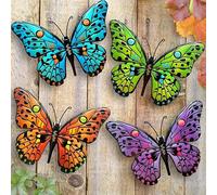 TEMU Set de Decoración de Pared de Mariposas Acrílicas 2D de 4 piezas, Decoración para Vallas y Paredes Exteriores, Adecuado para Jardín, , , Decoración Colgante para