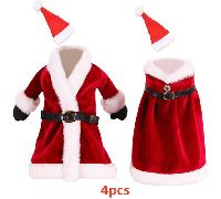 TEMU Set de Decoración Navideña de 4 piezas con Gorro de Papá Noel, Bata Creativa para Empaquetado de Fiestas y Regalos , Decoraciones de Moda para Interiores/Exteriores, Decoraciones Navideñas