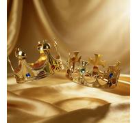 TEMU Set de Dos Coronas Doradas Ajustables, Estilo Rey, y , con Gemas de Plástico, Perfectas para Disfraces de Halloween, Festivas y Regalos de de