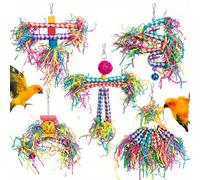 TEMU Set de Entretenimiento para Loros Coloridos, 5 piezas, con Juguetes de Tubo Trenzado, Adecuado para Varios Mascotas Pequeñas