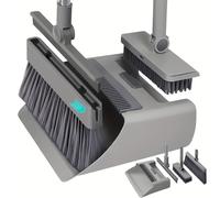 TEMU Set de Escoba 4 en 1 | Escoba, Recogedor, Trapeador y Cepillo para Piso para , Dormitorio y Baño en Suelos Duros con Mango de Plástico y Cerdas Sin Bandas