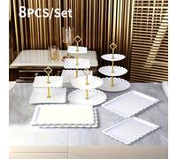 TEMU Set de Exhibición Premium de 8 piezas - 4 Soportes de Plástico Desmontables + 4 Bandejas | Exhibición de Postres y para , y Fiestas | para Crear Exhibiciones de Postres Coloridas en