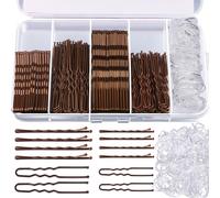 TEMU Set de Horquillas y Pinzas para el Cabello, 100 Pinzas Marrones, 100 Bobby Pins Bandas para el Cabello, Ideal para Crear Moños con Pinzas de U.