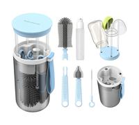 TEMU Set de limpieza de biberones portátil con cepillo para biberones, cepillo para tetinas y escurridor para viaje