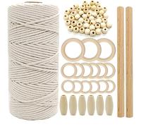 TEMU Set de Macramé | Cuerda de Macramé | Kit de Macramé para Principiantes para Colgar Plantas | Kit de Manualidades para Adultos | 74 piezas de Suministros de Macramé para Colgadores de Plantas