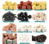 TEMU Set de Medios de Filtración para Acuario 12 en 1 de 420 Gramos - Bio Bolas, Anillos de Cerámica, un de Filtración Completo para Peceras y Estanques, Agua de Calidad