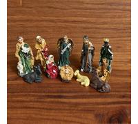 TEMU Set de Mini de de Resina de 11 piezas - Estatua de Navideño con Intrincadas Detalles, Decoración Familiar , Mini Decoración de Escritorio, Regalo para Navideña.