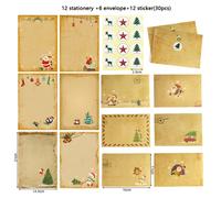 TEMU Set de Papel de Carta Navideño 30/46 piezas - Papel Diseños de , Papá Noel, Renos y Árboles, Sobres Autoadhesivos para Felicitaciones Navideñas