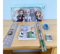 TEMU Set de Papelería de Disney Frozen, Estuche, Lápices, Regla, Borrador, Sacapuntas y Cuaderno - Materiales de Aprendizaje para Niñas, Regalos