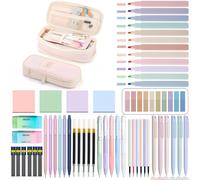 TEMU Set de Papelería Estética de Lujo Disponible en 3 Tamaños, Paquete de Material Escolar : Estuche Grande para Lápices, Resaltador, Bolígrafo, Notas Adhesivas , Borrador, Cartuchos de Recambio