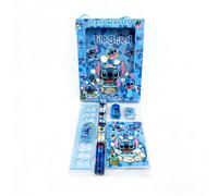 TEMU Set de Papelería Temática de Stitch de Disney | de Regalo con Estampado Azul Completo, Bolígrafo de Dibujos Animados, Cuaderno, Sacapuntas y Borrador - Ideal para Escritura Diaria y Diarios