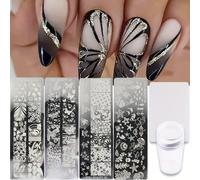 TEMU Set de placas de estampado de uñas, con estampador de uñas, plantilla de estampado de imágenes de y , set de manicura