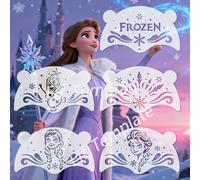TEMU Set de Plantillas para Pintura Facial - 5 Plantillas Reutilizables de Elsa, Anna y Olaf, Ideal para Cosplay, Fiestas de Vacaciones y Pintura