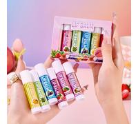 TEMU Set de Regalo de 6 Bálsamos Labiales con Sabor a Frutas para Hidratación y Larga Duración, con , Coco, Aloe Vera, Fresa, Limón y Uva para Prevenir Labios Agrietados