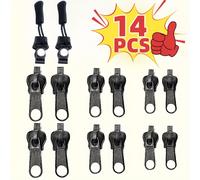 TEMU Set de reparación de cremalleras de 14 piezas - para usar, cierres de emergencia prácticos, se a los tamaños de ropa, en color negro.