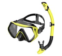 TEMU Set de Snorkel para Adulto | Máscara Antivaho de Visión Panorámica de 180°, Equipo de Snorkel Profesional, Adecuado para Respiración Libre y Natación, Material de PC de Color Mezclado