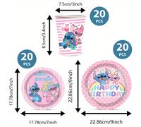 TEMU Set de Suministros para Temática de Stitch de 30/60 piezas - Platos de Comida, Platos de Postre, Vasos y Decoraciones para Graduación, , Halloween, Día de la