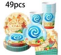 TEMU Set de Temática Hawaiana de 49 piezas | Set de Suministros para Fiestas con Diseño de Hojas Oceánicas Grandes para , Decoraciones y Reuniones Generales, No Requiere Electricidad