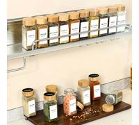 TEMU Set Popular de 24uds/12uds Frascos de Vidrio para Especias con Tapas de Bambú, Etiquetas y un Embudo para la Cocina