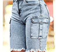 TEMU Shorts de Mezclilla Retro para Mujer - Cintura , 5 Bolsillos, Ajuste Delgado con y Botones, Shorts Casuales , Cómodos para Uso Diario, Silueta Favorecedora, Clásicos Bolsillos