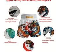 TEMU Shorts de Muay Thai Punchit Transpirables para Entrenamiento, Kick Boxing y Competición - Pantalones MMA para Hombres y Mujeres, Ropa de Sanda y Grappling