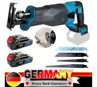 TEMU Sierra Recíproca a Batería, 18V, con Velocidades de 0 a 3500 RPM, Dos Baterías de 3.0Ah Compatibles con Makita, de Sierra, un Cargador Rápido y LED, Ideal para Cortar Madera, Metal y PVC