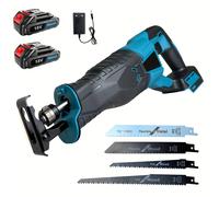 TEMU Sierra Recíproca a Batería, Dos Baterías de 3.0Ah, , de Corte de 15Mm, Ángulo de Corte de , Adecuada para Madera, Metal y PVC