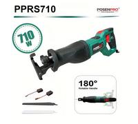 TEMU Sierra Recíproca Eléctrica de 710W, Sierra Recíproca de Velocidad Variable, Mango Giratorio 180°, Kit de 2 Hojas para Cortar Madera/Hierro/Tubos Metálicos, Enchufe EU, Regalo de Navidad