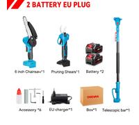 TEMU Sierra y Tijeras de sin Escobillas con Mástil Telescópico - Adecuada para de Resistencia, Ideal para Jardín y de Árboles al , Compatible con Batería ONEVAN 18V (Batería No Incluida)