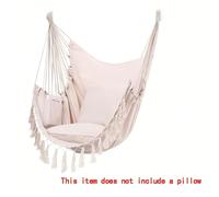 TEMU Silla cama colgante de borlas para exteriores, hamaca portátil con volantes que añaden un más , sin juego de almohadas incluido, para exteriores, un regalo para las fiestas