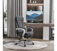 TEMU Silla de oficina Vinsetto con reposapiés, silla de escritorio ajustable, silla Boss con de lino, silla inclinable para oficina, metal,