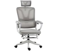 TEMU Silla de oficina Vinsetto, silla ergonómica, altura ajustable, respaldo inclinable, reposapiés y reposacabezas ajustables, soporte lumbar, tejido con de lino, color negro y