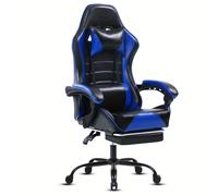 TEMU Silla Gaming Ergonómica con Reposapiés - Silla de Computadora Ajustable para Adultos, Base con Reposapiés, Lumbar Ajustable y Respaldo Sólido, Compatible con PC, Laptop, Gaming y Uso de Oficina