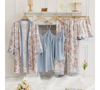 TEMU Simulación especial de "Traje de piezas de túnica , " Traje de pecho abierto con flores de color verde insertadas