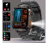 TEMU Smartwatch Resistente para Exteriores | Pantalla de 2.01 pulgadas, Recibir/Hacer , Compatible con iPhone y , con Linterna LED, Batería de 600mAh, Cuerpo de Metal, Carga USB