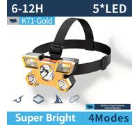 TEMU SMILING SHARK K71 de Potencia, Linterna Frontal con 5 LED - Super , Ángulo Ajustable de 90°, 4 , / Recargable por USB, Proyector para Camping al , Senderismo, Correr, Pesca, Uso de Emergencia
