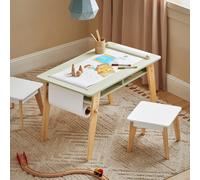 TEMU SoBuy Mesa para Niños con 2 Sillas Juego de Comedor para Niños Mesa de Juego -Verde KMB92-GR