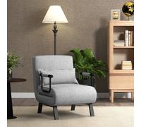 TEMU Sofá Cama Convertible, Silla de Dormir Individual con Respaldo Ajustable de 6 Posiciones, Cojín Desmontable y Asiento Tapizado, Estructura Metálica Plegable para Hogar