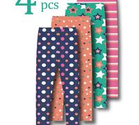 TEMU SOFTMILK 4pcs Leggings Elásticos con Estampado de Estrellas para Niñas - Pantalones Cortos Casuales Ultra-Suaves y de Elasticidad para //Otoño