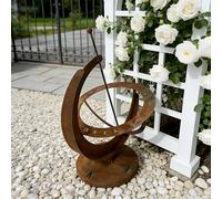 TEMU Solar de Acero Envejecido Estilo Decoración de Jardín - Esfera de Anillo de Hierro Números y Direcciones del , Decoración Exterior Oxidada, Adecuado para Patios, y de Jardín