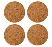 TEMU Solycarpa Pack de 4 Platos Redondos de de 35 cm - Mimbre Artesanal para Decoración de Mesa, Protección de Superficies, Cenas Elegantes