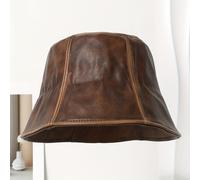 TEMU Sombrero de Pescador de Cuero PU de Lujo para Exteriores, Moda de Sol, Sombrero de Pico de Anti-Envejecimiento, Sombrero de Celebridad en Internet para Mujeres