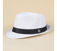 TEMU Sombrero pequeño elegante para hombre, sombrero de jazz transpirable y , con un exquisito logotipo M