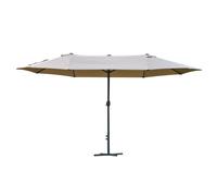 TEMU Sombrilla de jardín XXL Outsunny con base cruzada de gran tamaño 4,6L X 2,7L X 2,4H Cm Abrir Cerrar Manivela de acero Poliéster de densidad Café