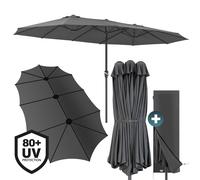 TEMU ® Sombrilla de Sol 460x270 cm Protección UV 80+ Manivela Estable Gran Jardín Sombrilla de Mercado Sombrilla de Jardín Antracita