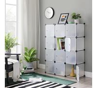 TEMU SONGMICS Estantera Modular, Armario Modular de 12 Cubos, Estantera de Plstico con Puertas, para Zapatillas, Ropa, Libros, de ,